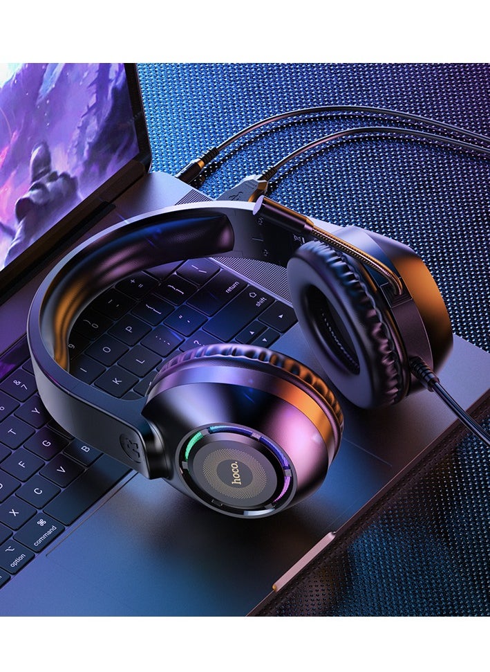 hoco W108 Over-Ear Gaming Headset – 50mm Drivers, USB+3.5mm Plug, Omnidirectional Microphone