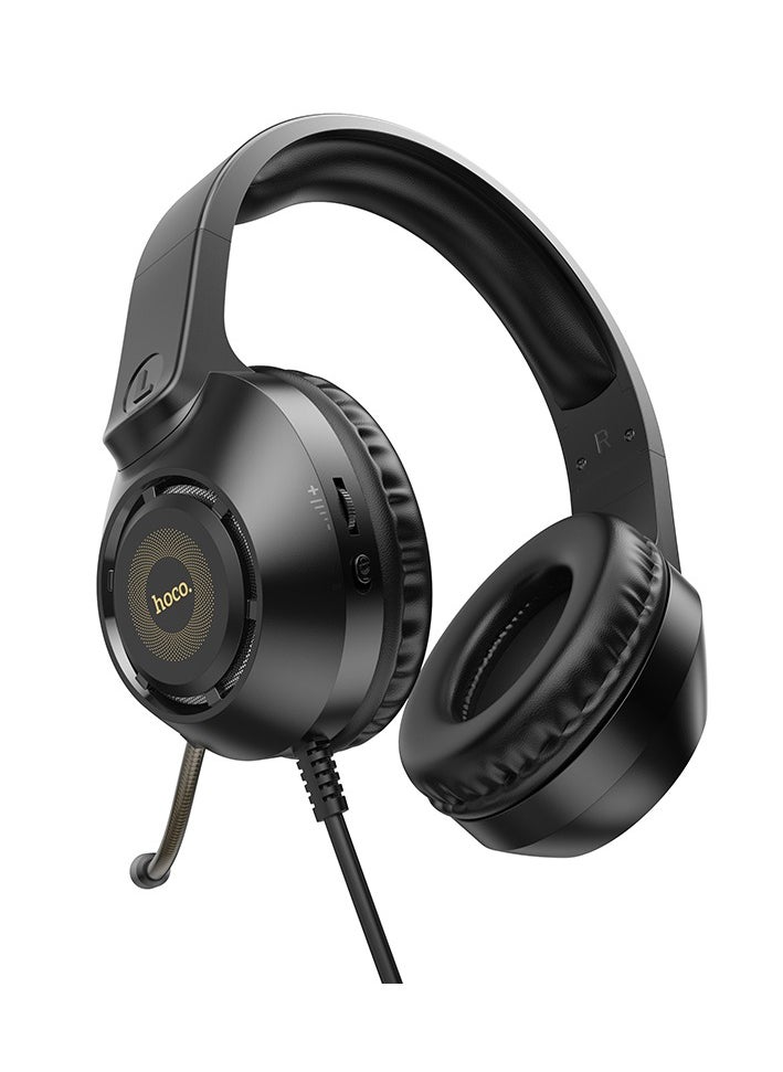hoco W108 Over-Ear Gaming Headset – 50mm Drivers, USB+3.5mm Plug, Omnidirectional Microphone