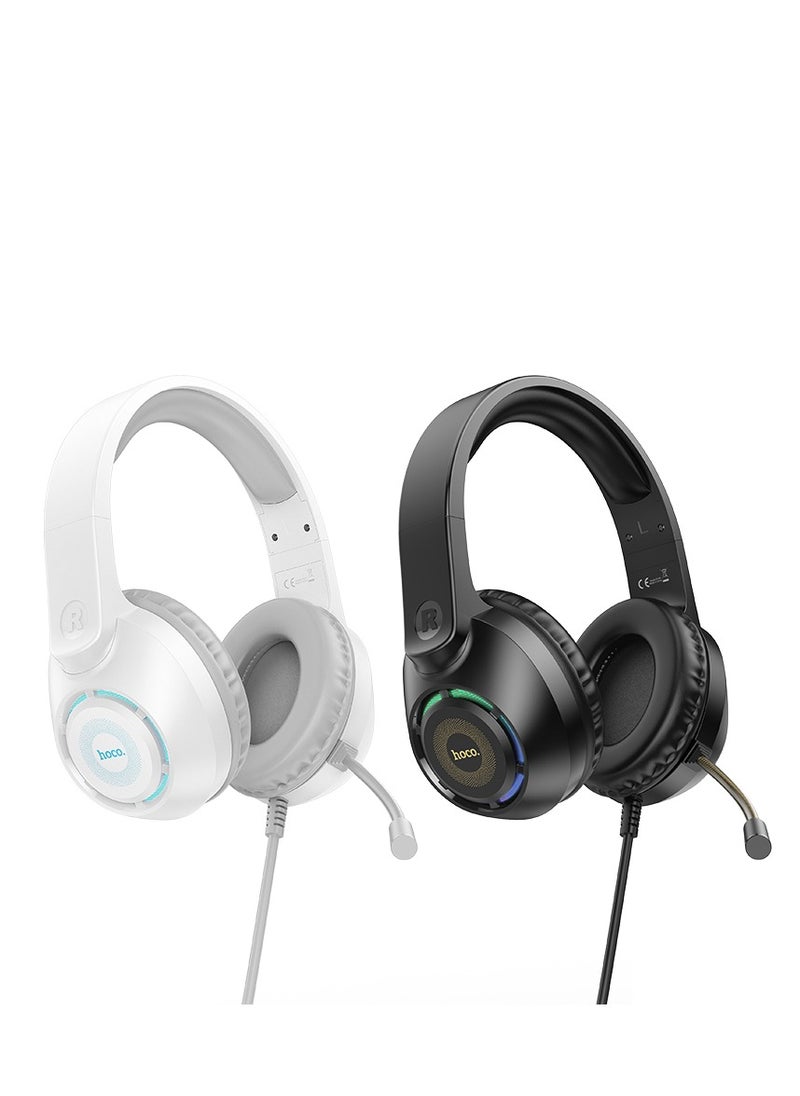 hoco W108 Over-Ear Gaming Headset – 50mm Drivers, USB+3.5mm Plug, Omnidirectional Microphone