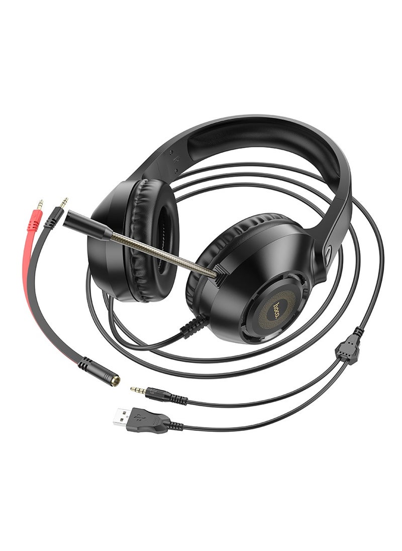 hoco W108 Over-Ear Gaming Headset – 50mm Drivers, USB+3.5mm Plug, Omnidirectional Microphone