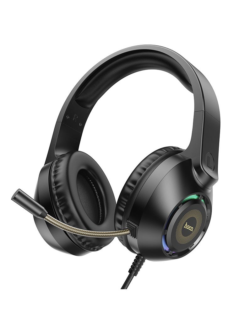 hoco W108 Over-Ear Gaming Headset – 50mm Drivers, USB+3.5mm Plug, Omnidirectional Microphone