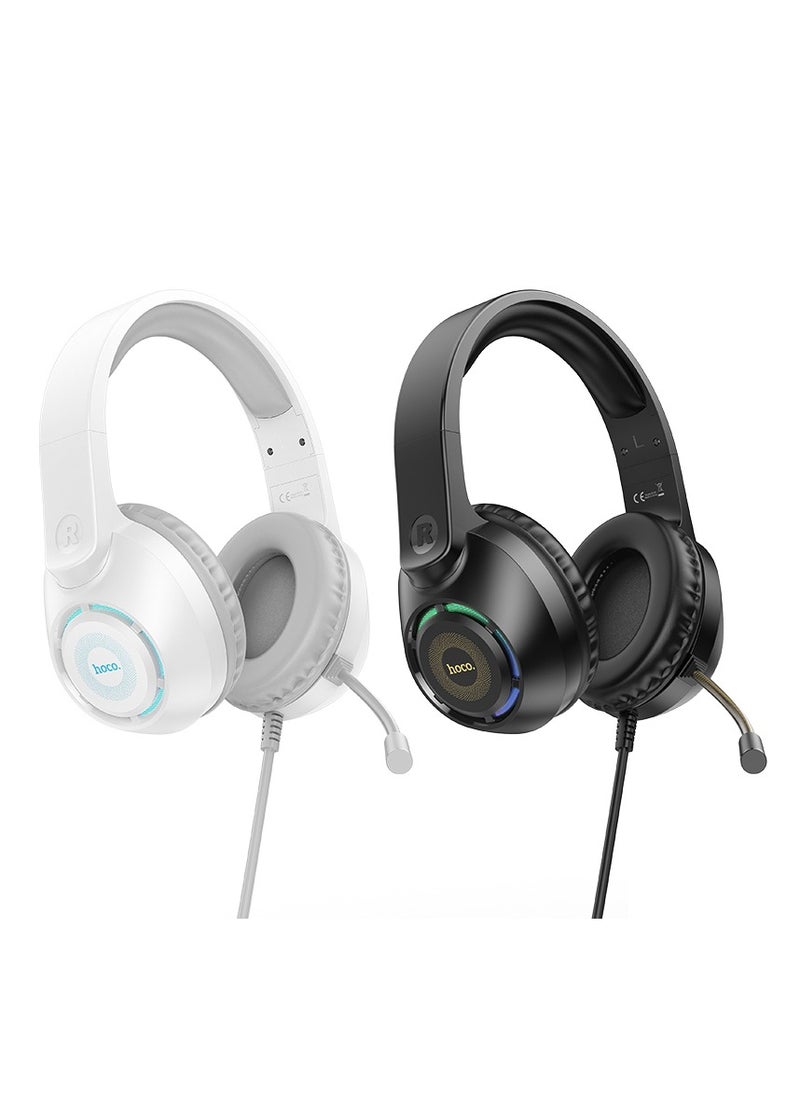 hoco W108 Over-Ear Gaming Headset – 50mm Drivers, USB+3.5mm Plug, Omnidirectional Microphone