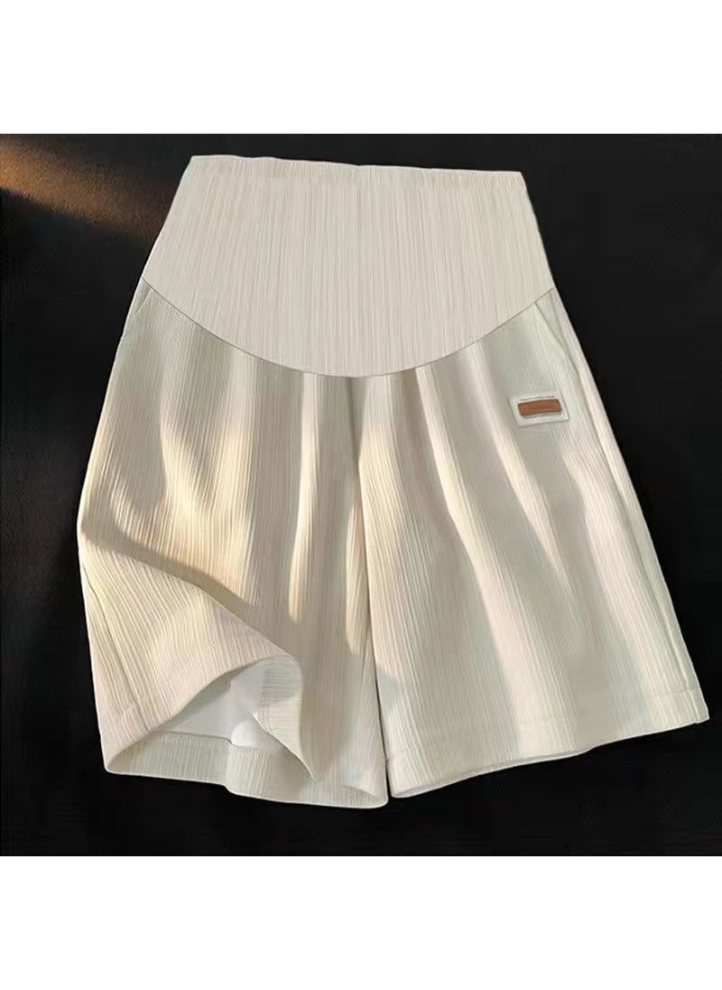 Summer Maternity Shorts Ice Silk Loose Fit Quality style-[apricot]]