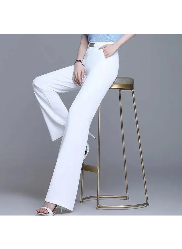 1 x 5 pcs High Waist Chiffon Wide Leg Pants Women White