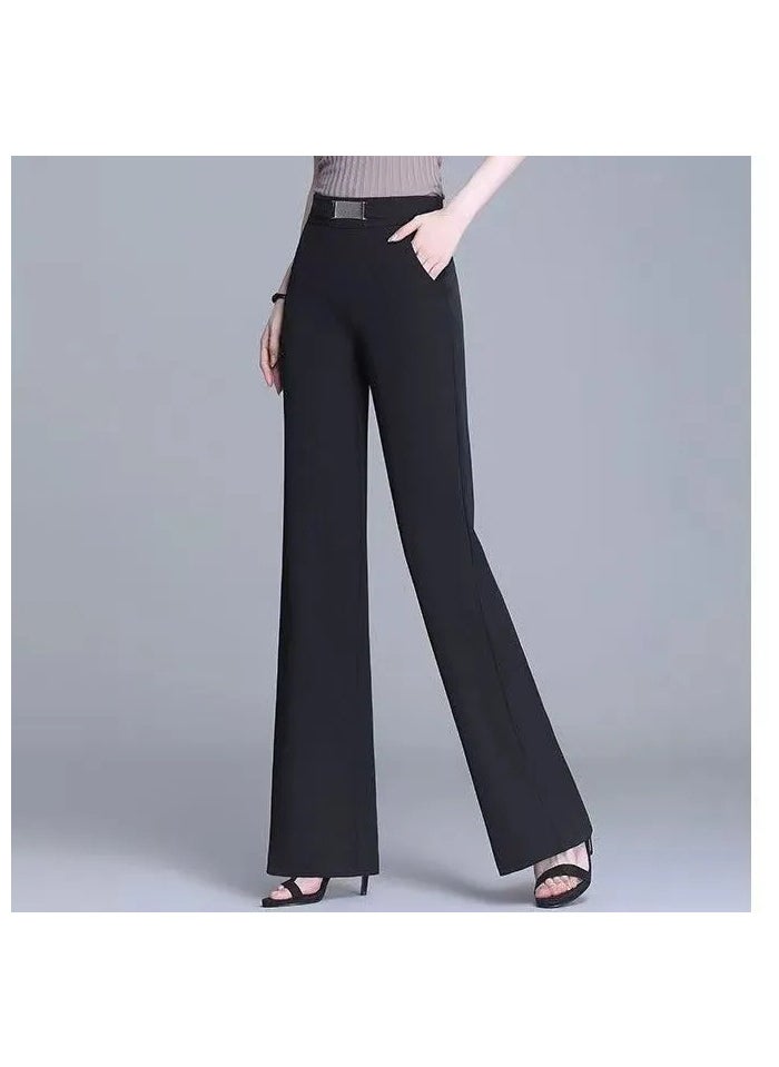 1 x 5 pcs High Waist Chiffon Wide Leg Pants Women Black