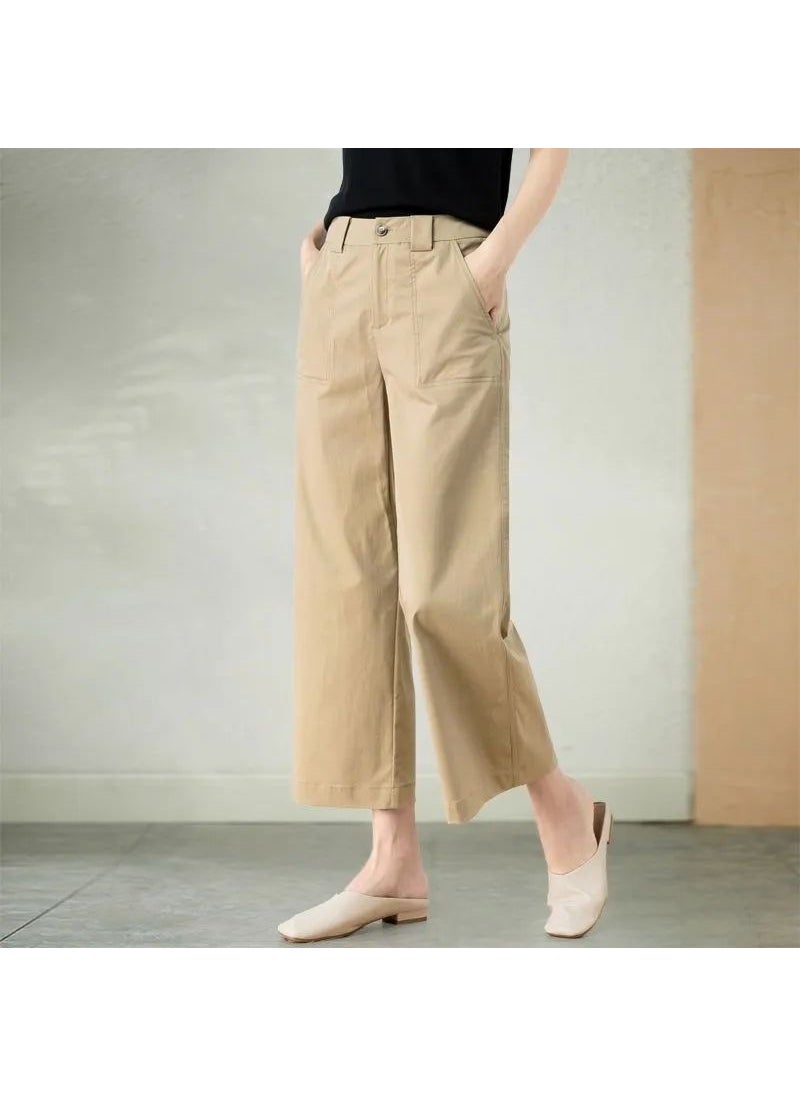 1 x 5 pcs 2023 Spring Summer High-Waist Khaki Palazzo Pants Khaki