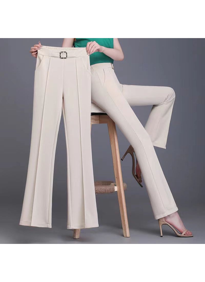 Summer High Waist Slim Womens Suit Pants Apricot