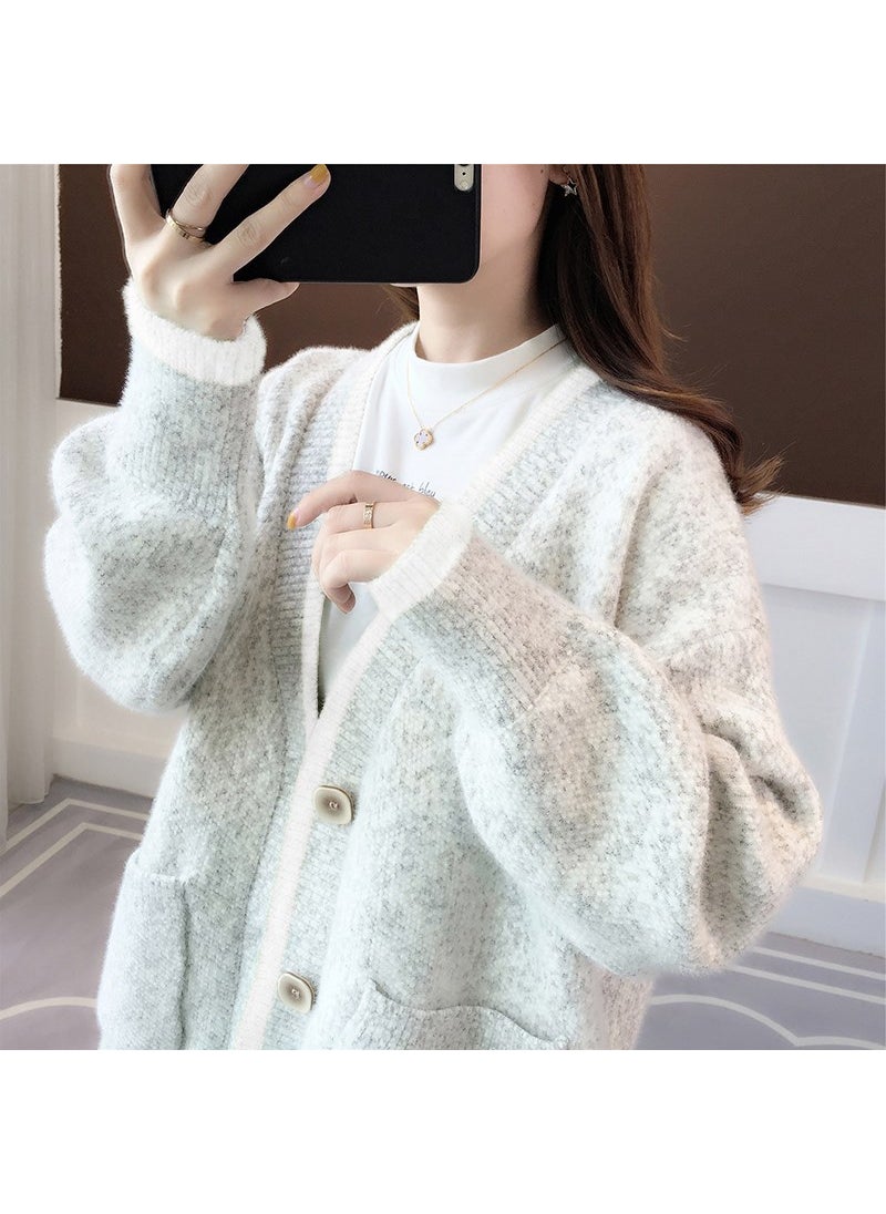 Autumn 2024 New Explosions Women's Sweater Loose Outer Wear Knitted Cardigan Early Autumn Mink Velvet Jacket