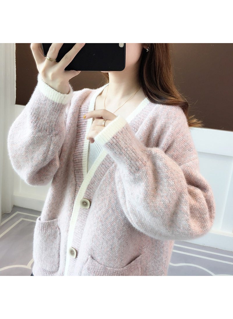 Autumn 2024 New Explosions Women's Sweater Loose Outer Wear Knitted Cardigan Early Autumn Mink Velvet Jacket