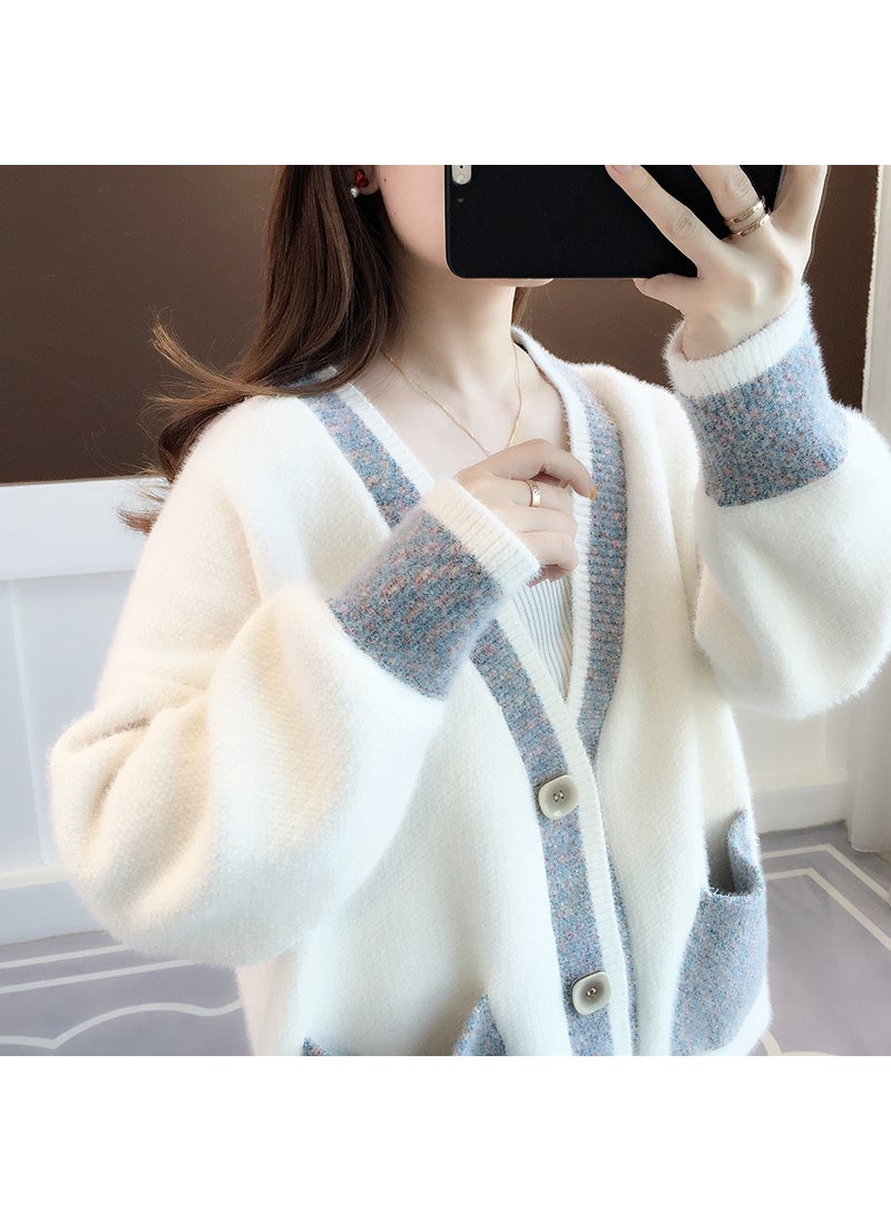 Autumn 2024 New Explosions Women's Sweater Loose Outer Wear Knitted Cardigan Early Autumn Mink Velvet Jacket