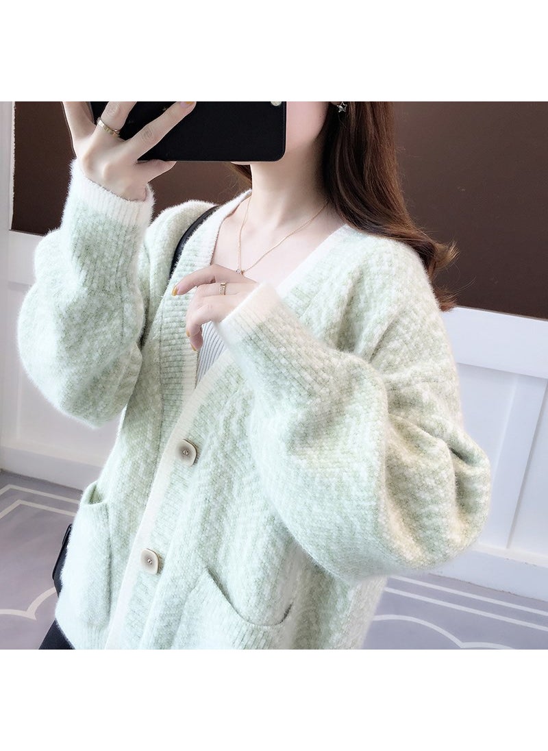 Autumn 2024 New Explosions Women's Sweater Loose Outer Wear Knitted Cardigan Early Autumn Mink Velvet Jacket