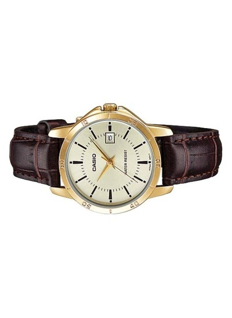 Standard Gold Dial with Brown Leather Strap Couple Watch MTP/LTP-V004GL-9AUDF