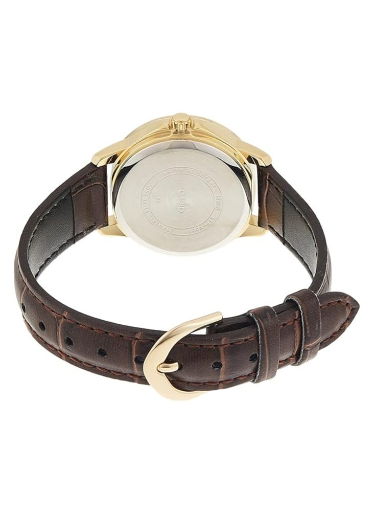 Standard Gold Dial with Brown Leather Strap Couple Watch MTP/LTP-V004GL-9AUDF