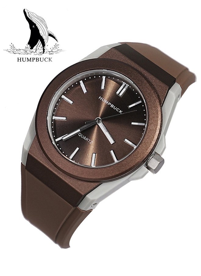 Quartz Watch for Men Sport Waterproof  Round Dial Sport Wristwatch 2303 Coffee Color