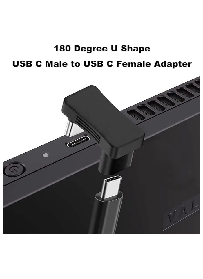 2 Pcs 180 Degree Angle USB C Adapter, 180° U Shape USB-C Male to USB-C Female 10Gbps PD 100W Adapter Compatible with Steam Deck, Switch, Laptop, Tablet, Phone