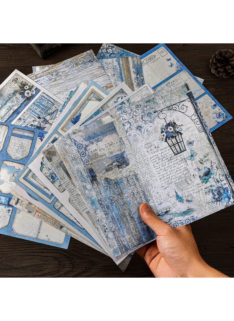 Blue World 15 Vintage Pattern DIY Craft Paper Stickers 15 sheets of hand account material paper do not repeat the Blue World