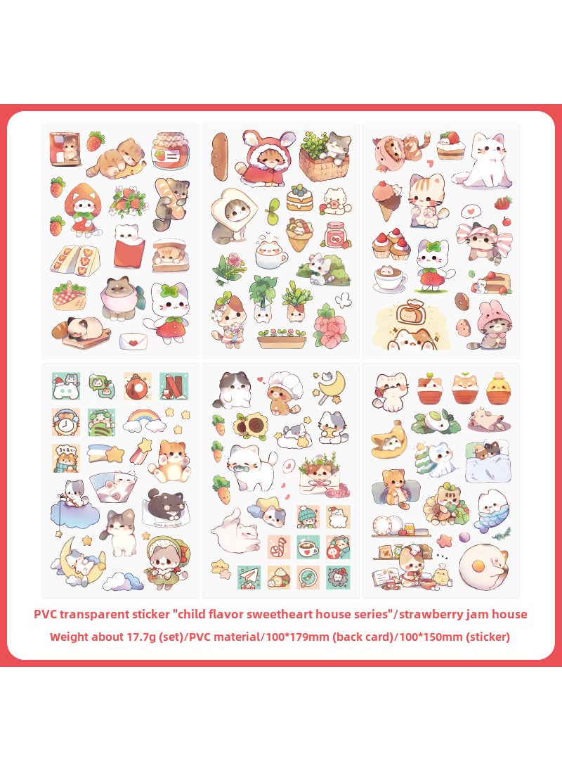 1 x 5 pcs 40 Cute Cartoon PVC Stickers Waterproof DIY 05 Strawberry Jam House