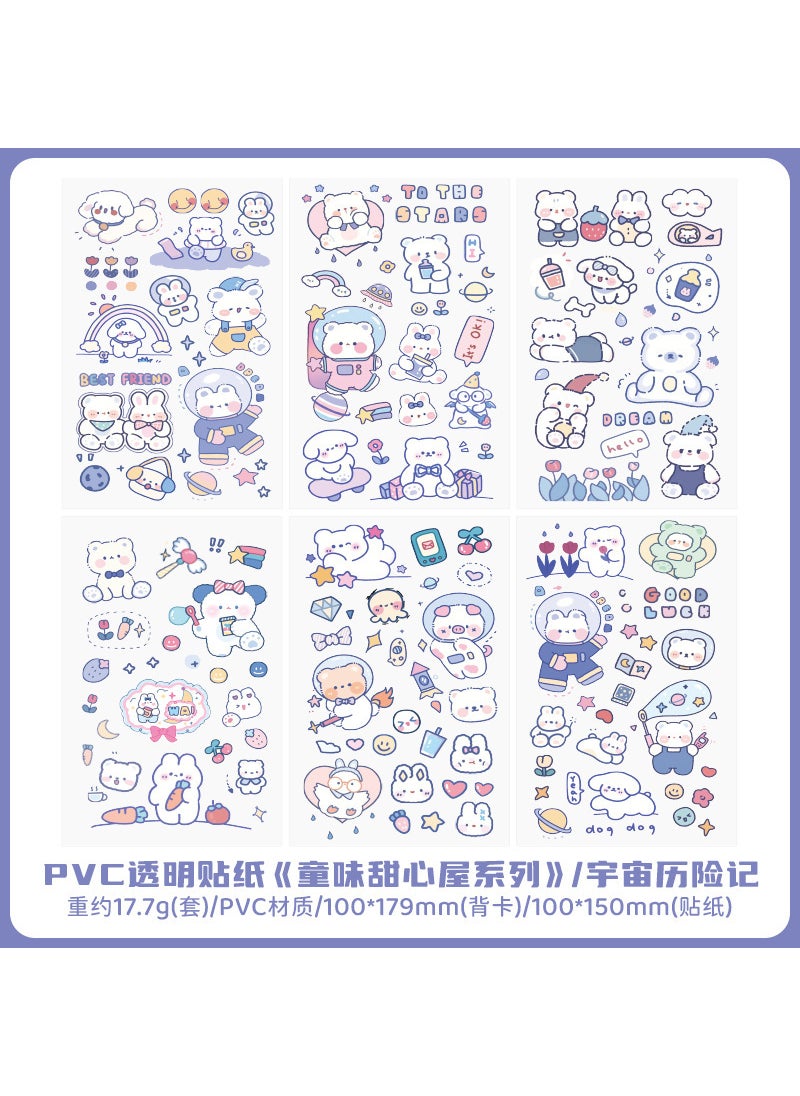 1 x 5 pcs 40 Cute Cartoon PVC Stickers Waterproof DIY 10 Adventures of the Universe