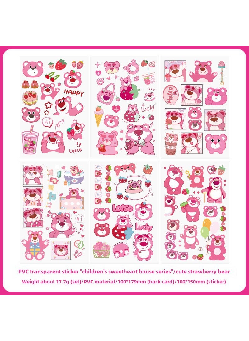 1 x 5 pcs 40 Cute Cartoon PVC Stickers Waterproof DIY 13 Cute Strawberry Bear