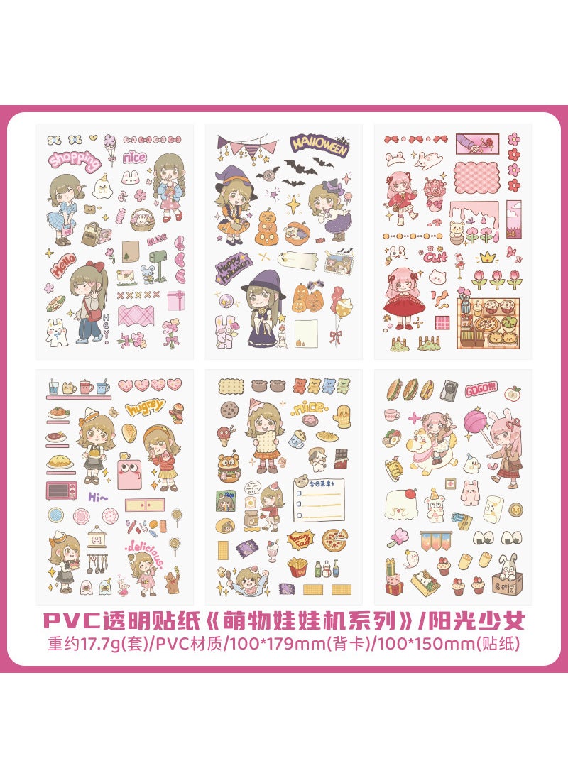 1 x 5 pcs 40 Cute Cartoon PVC Stickers Waterproof DIY 20 Sunshine Girls