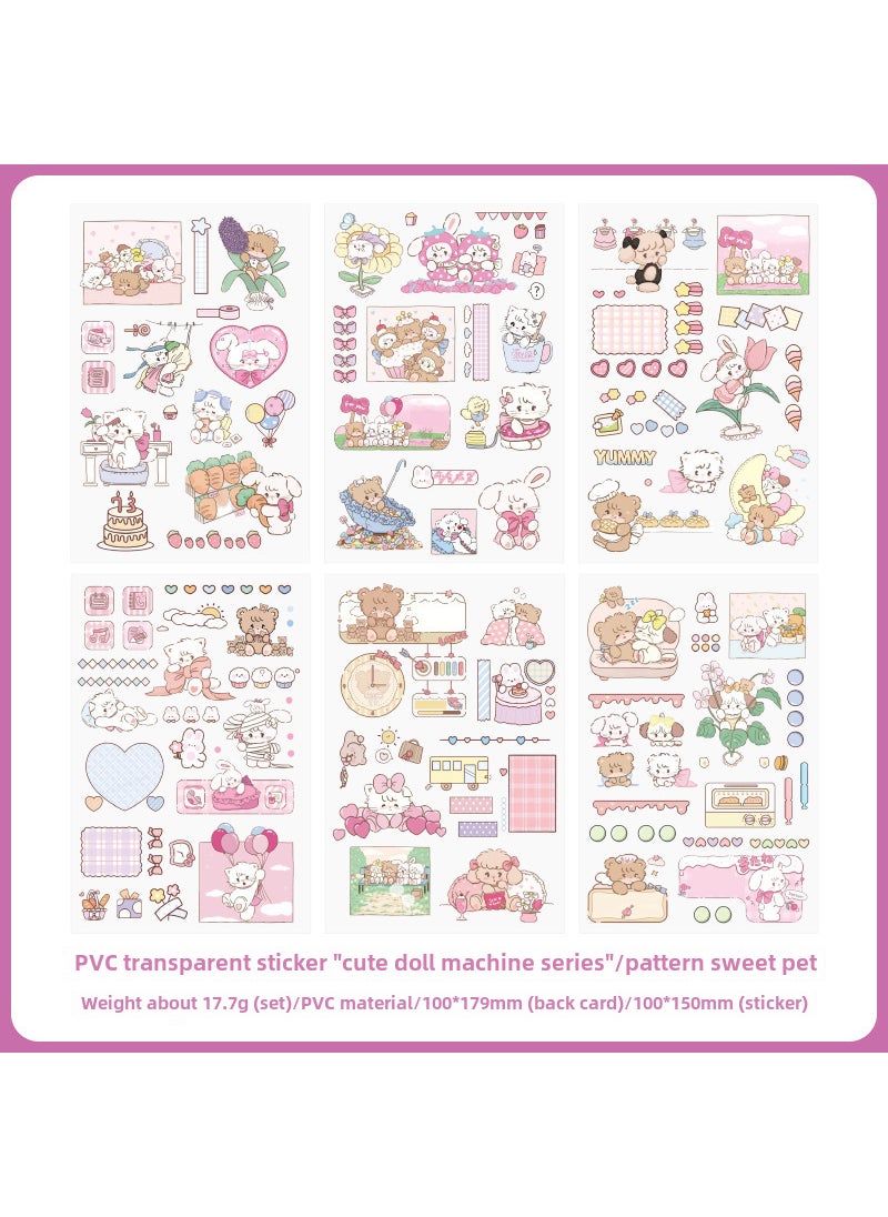 1 x 5 pcs 40 Cute Cartoon PVC Stickers Waterproof DIY 04 Pattern Sweet Pet