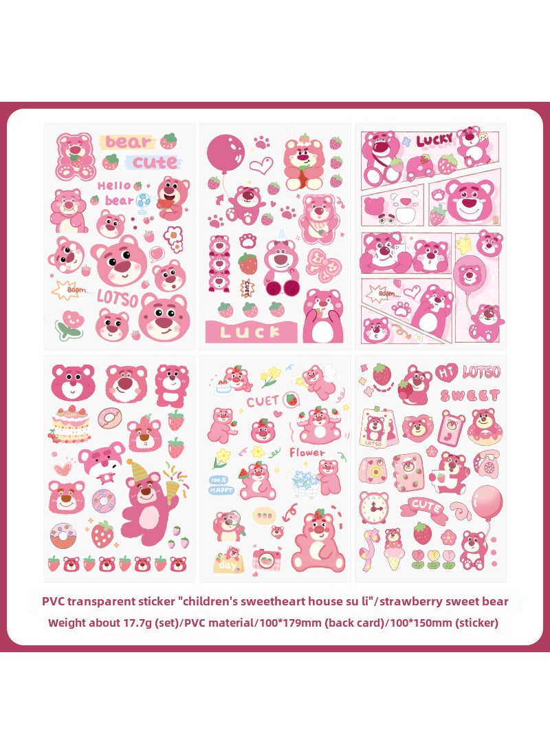 1 x 5 pcs 40 Cute Cartoon PVC Stickers Waterproof DIY 12 strawberry sweet bear