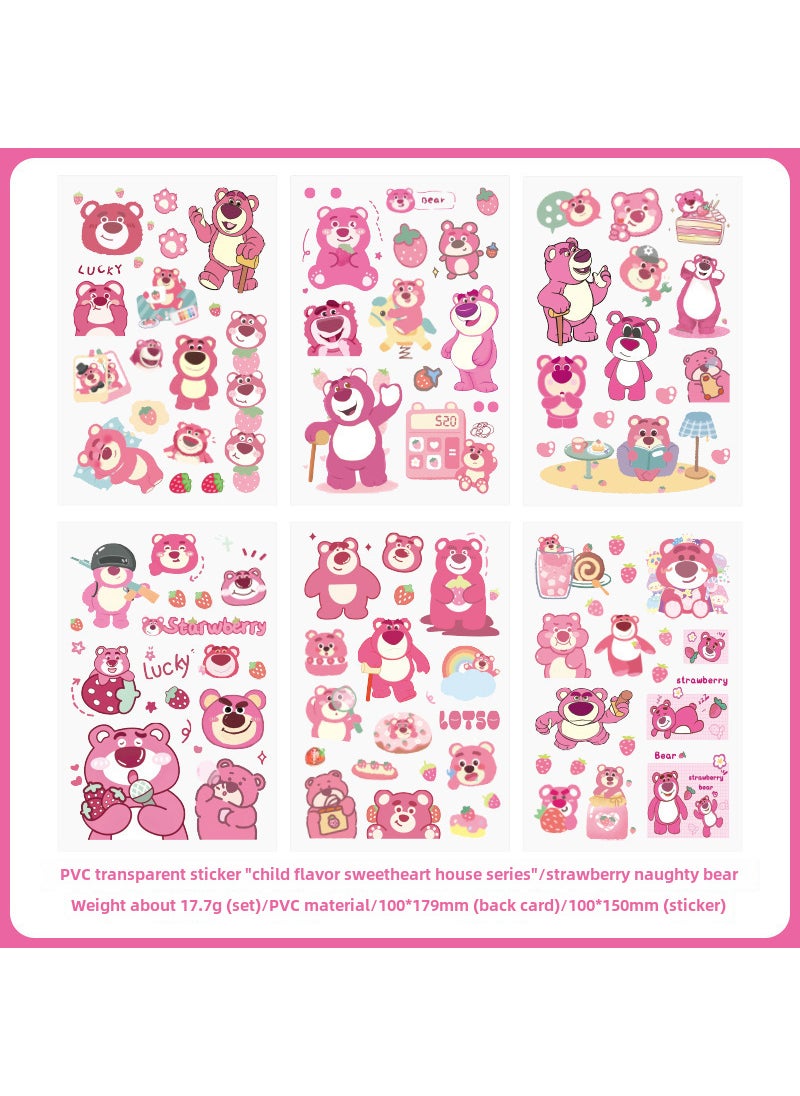 1 x 5 pcs 40 Cute Cartoon PVC Stickers Waterproof DIY 01 Strawberry Naughty Bear