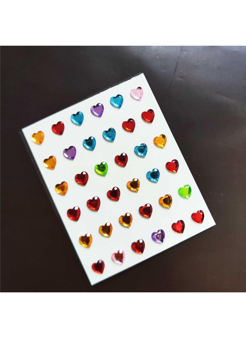 Iridescent Heart Gemstone Crystal Sticker Craft 36 PCs 8mm | Mixed color