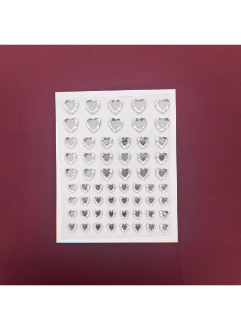 Iridescent Heart Gemstone Crystal Sticker Craft 60 6/8/10 three sizes | white