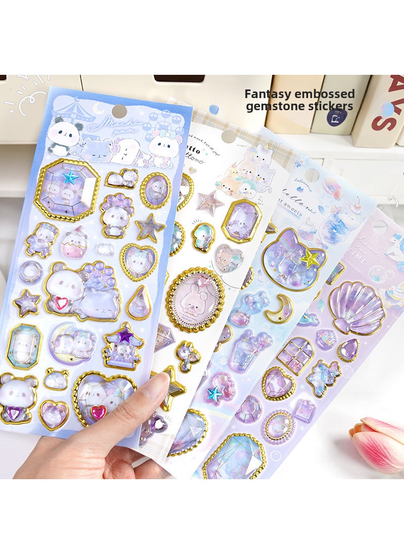 1 x 5 pcs 3D Embossed Acrylic Diamond Sticker for DIY Crafts SL-AZX dream embossed gemstone stickers are random [shoot in multiples of 4 and will be sent evenly]