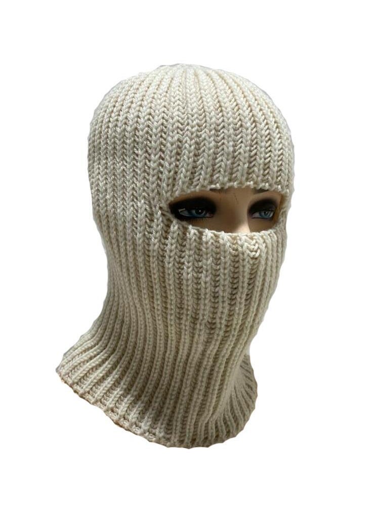 1 x 5 pcs 2024 New Knit Ski Mask Handmade Distressed Halloween Beige glossy cap in stock