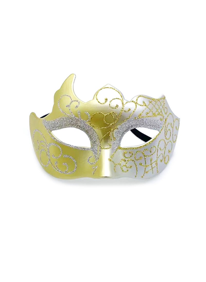 1 x 5 pcs Hand-Painted Half-Face Mask for Men Painted-Gold Silver