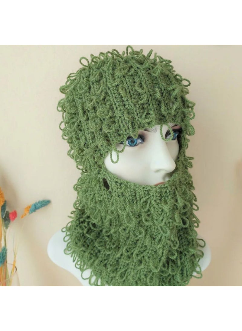 1 x 5 pcs 2024 New Knit Ski Mask Handmade Distressed Halloween Coil green coil