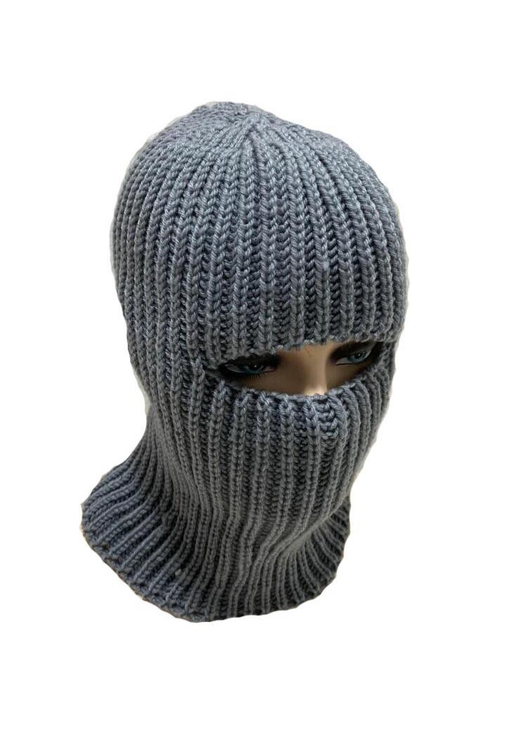 1 x 5 pcs 2024 New Knit Ski Mask Handmade Distressed Halloween Gray glossy cap in stock