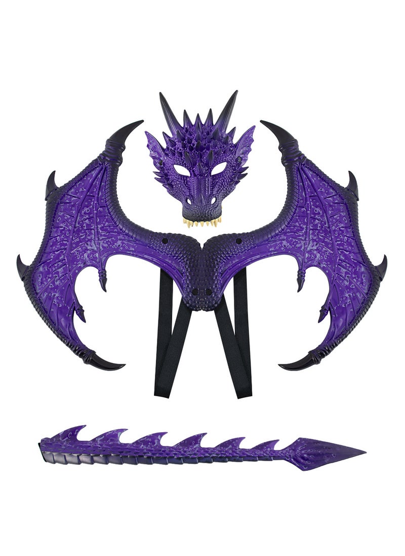 1 x 5 pcs Kids Dragon Costume Set Halloween Party Dazzling purple rp dragon wings set hgb24254j