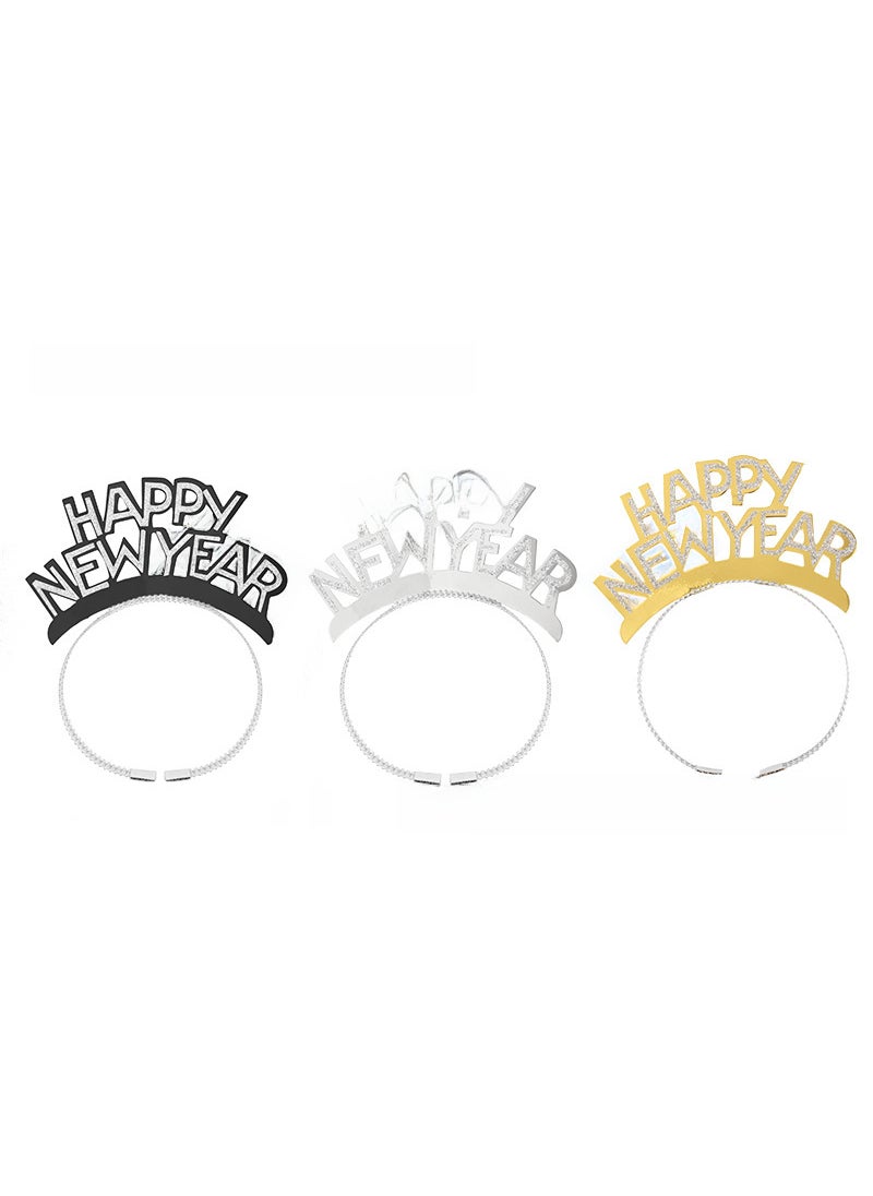 1 x 5 pcs Happy New Year Foil Headband Photo Prop New Year Headwear 12