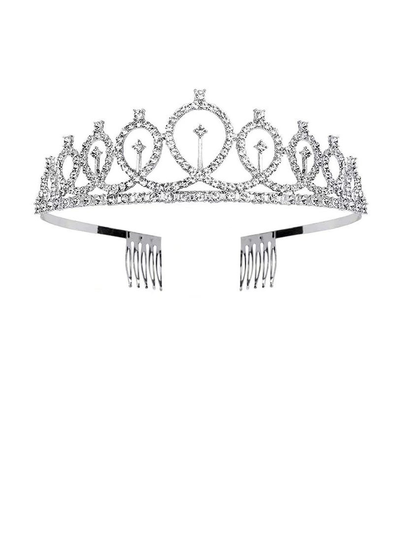 1 x 5 pcs Elegant Birthday Party Crown Headband Silver