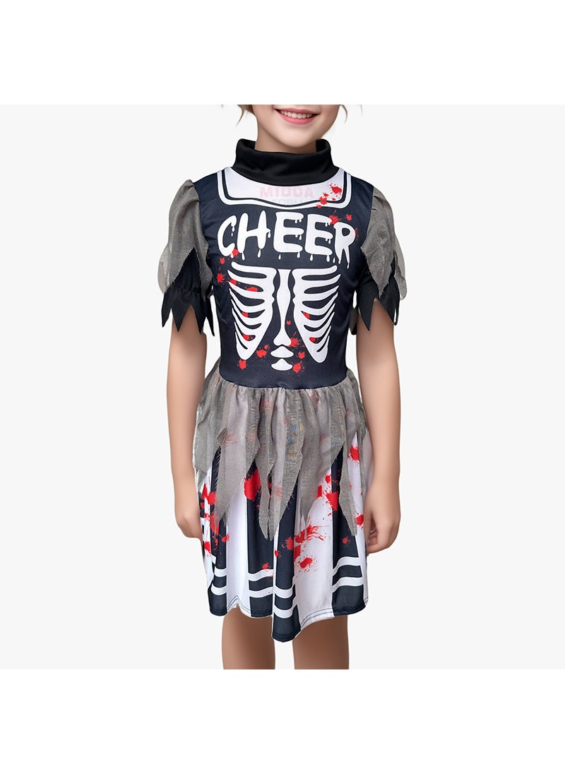 Kids Halloween Zombie Cheerleader Costume Cheerleading new 3-piece set