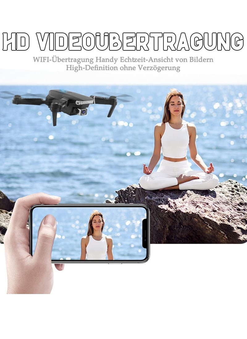 New E88 Pro Max Best Mini Drone With Camera 4k for adult For Kids hd Dual Camera Adults and Teenager Fordable Remote RC HD 1080P Quad-Copter FPV Wifi Transmission Phone Control Black