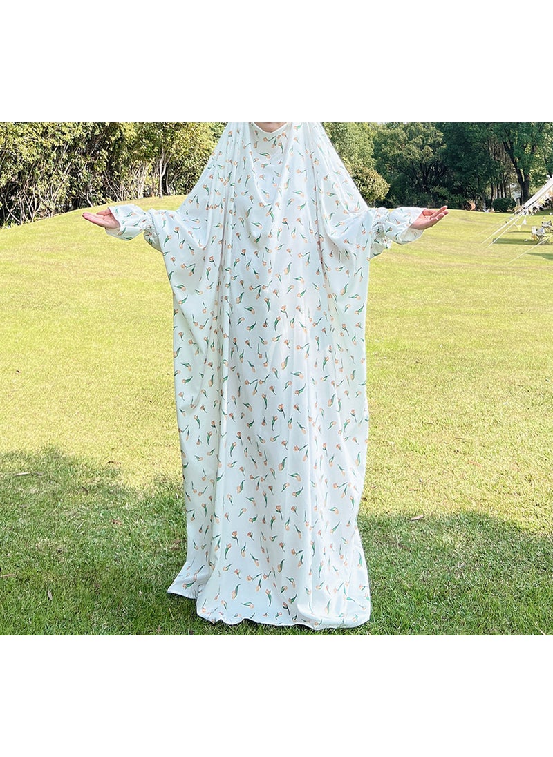 2022 Loriya Floral Maxi Dress Robe LR545 White