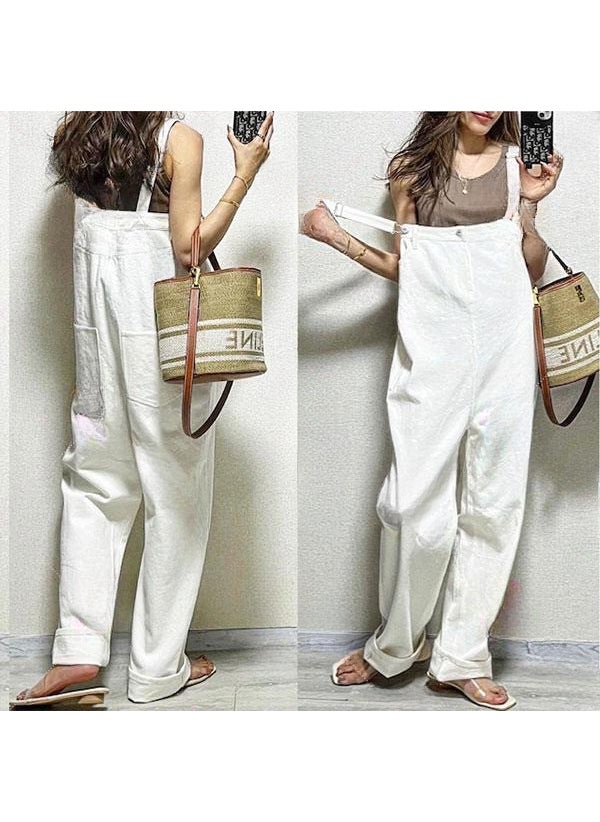 2024 Spring Summer Overalls Women White