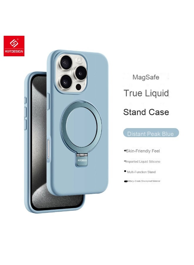 MagSafe Liquid Silicone Phone Case for iPhone 16/16 Pro/16 Plus/16 Pro Max - Full Coverage Protection with Stand Design