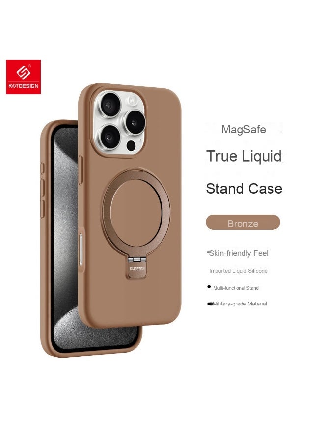 Apple iPhone 16/16 Pro/16 Plus/16 Pro Max Magnetic Liquid Silicone Case - Full Coverage Protection with Stand Design