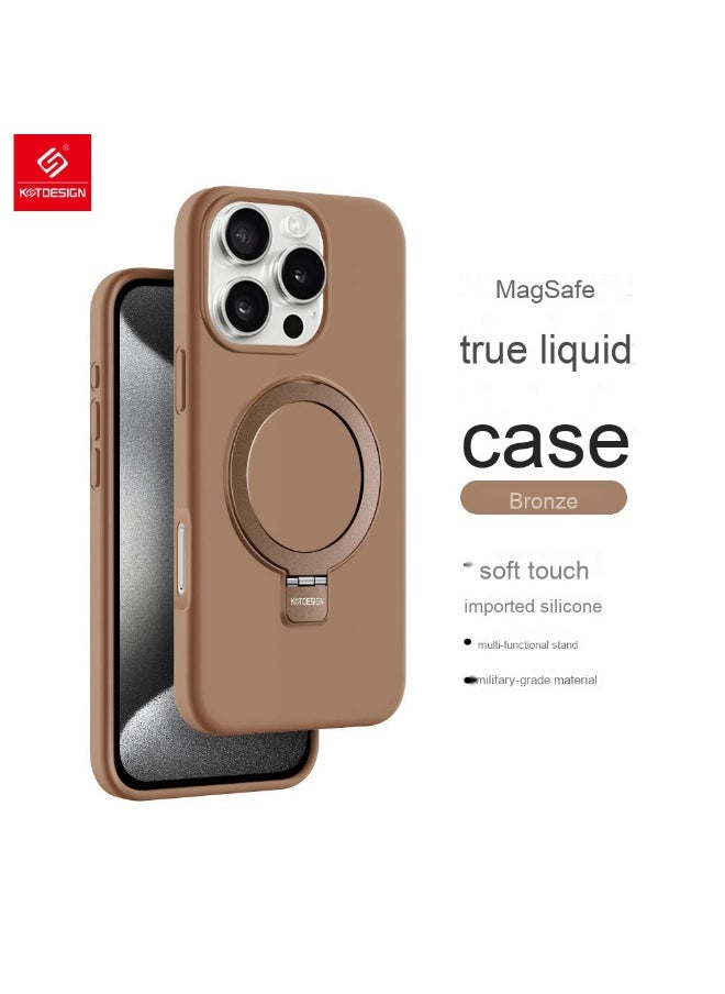 Apple iPhone 16/16 Pro/16 Plus/16 Pro Max Magnetic Liquid Silicone Case - Comprehensive Protection with Stand Design