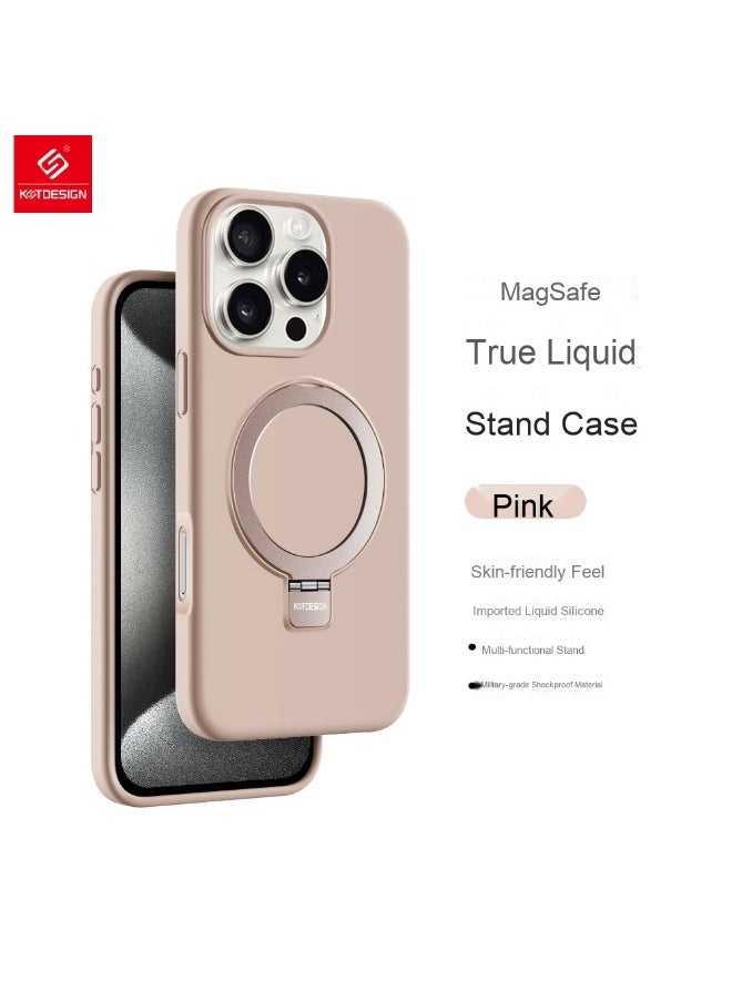 Apple iPhone 16/16 Pro/16 Plus/16 Pro Max Magnetic Liquid Silicone Case - All-Round Protection with Stand Design