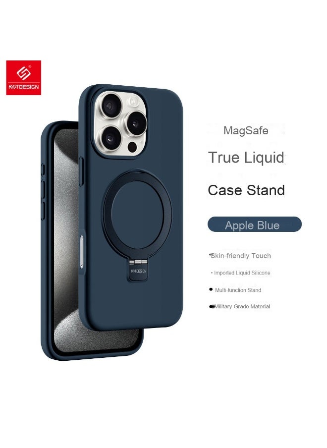 Apple iPhone 16/16 Pro/16 Plus/16 Pro Max MagSafe Liquid Silicone Case - Full Protection with Kickstand Design