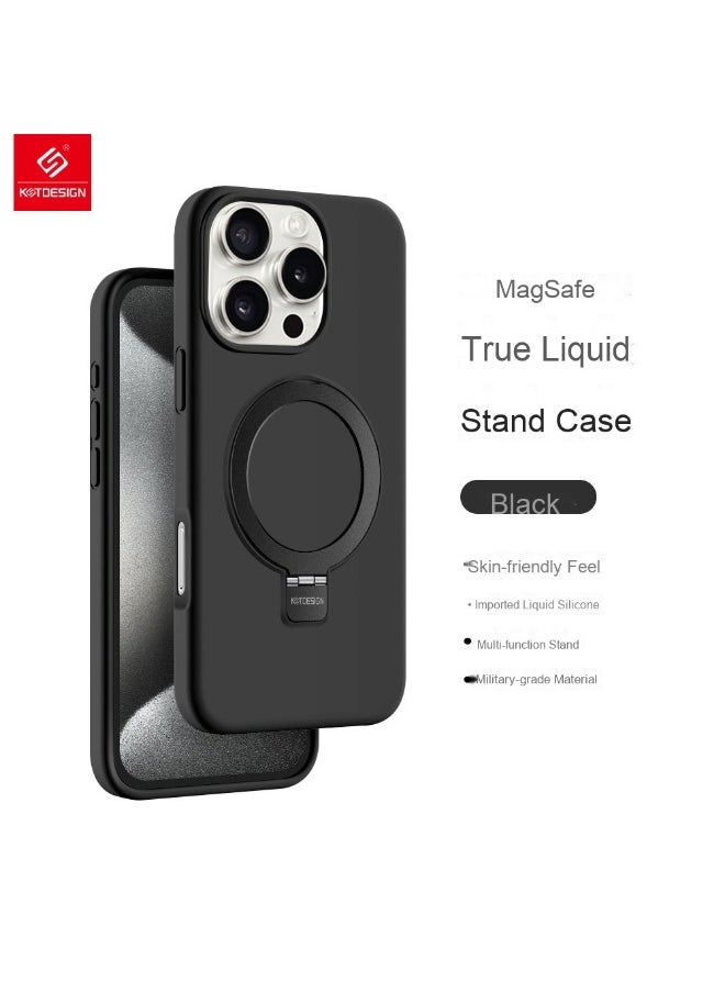 MagSafe Liquid Silicone Phone Case for iPhone 16/16 Pro/16 Plus/16 Pro Max - Full Protection with Stand Design