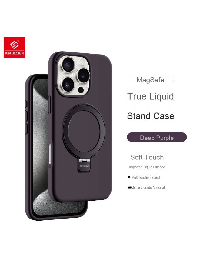 MagSafe Liquid Silicone Case for iPhone 16/16 Pro/16 Plus/16 Pro Max - Full Protection with Stand Design