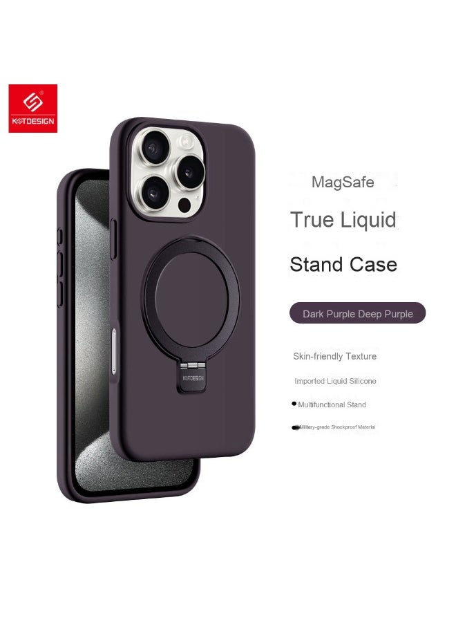 Apple iPhone 16/16 Pro/16 Plus/16 Pro Max Magnetic Liquid Silicone Case - Full Coverage Protection with Stand Design