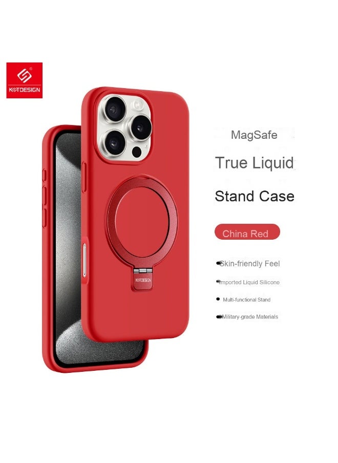 Apple iPhone 16/16 Pro/16 Plus/16 Pro Max Magnetic Liquid Silicone Case - Full Protection with Stand Design